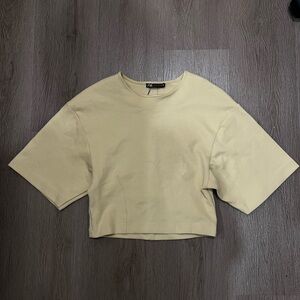 ZARA butter yellow Cropped Crew Neck Top
